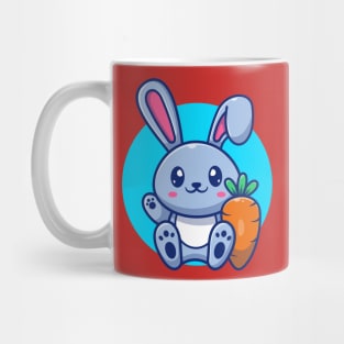 Cute Rabbit Sitting With Carrot Cartoon Mug